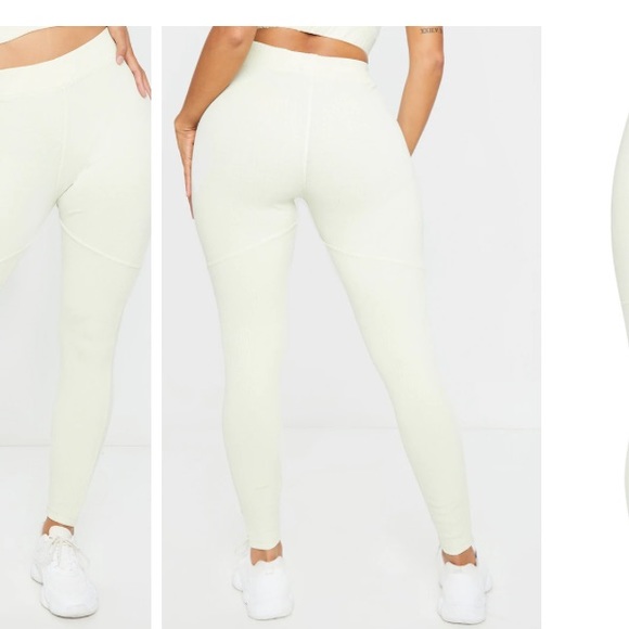 Cream Ribbed leggings - Picture 2 of 2